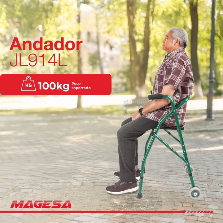 Andador Ortopedico De Aluminio Con Asiento Y Ruedas Jl914 - Vista 2
