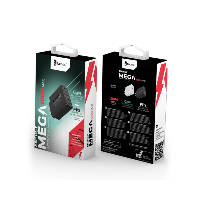 Cargador De Pared Gan Foxbox Mega 100w Sin Cable - Vista 3