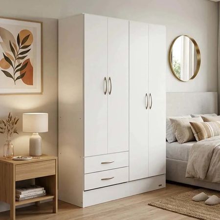 Placard de 4 Puertas de Abrir 122 cm Blanco Veta Platinum