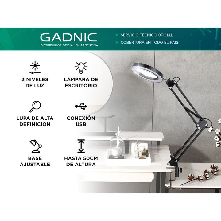 Lámpara Led De Escritorio Gadnic Con Lupa 3 Luz Ajustable - Vista 2