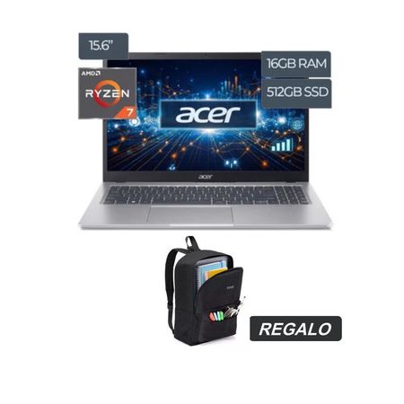 NOTEBOOK ACER ASPIRE GO15AG1542P-R917 RYZEN 7 7730U 16GB  15.6+MOCHILA DE REGALO