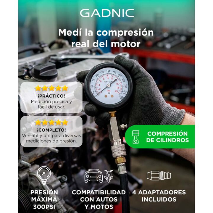 Medidor De Compresión Para Cilindros Gadnic Para Motor - Vista 2