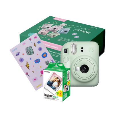 Combo Amor. Camara Instax Mini 12 con20 Fotos y Stickers para regalar