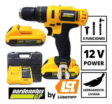 Taladro Lh-199 Atornillador Percutor Gp Garden Plus De Lusqt Amarillo 50