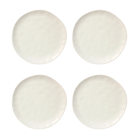 Set x 4 Platos Playo 25 cm Cerámica Irregular Organic Mate Crema