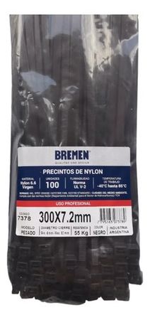 Precintos Bremen 300 x 7.2 Milímetros Negro 100 Unidades