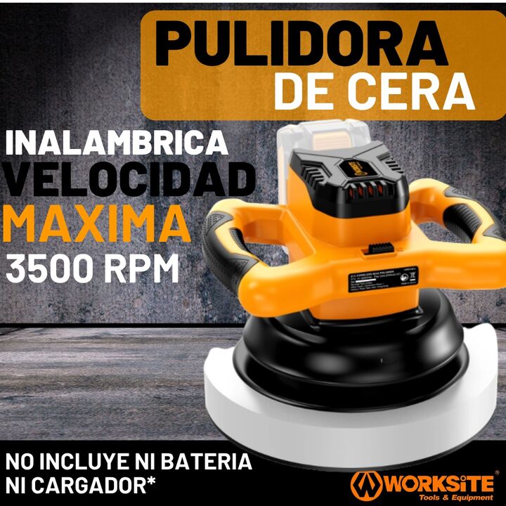 Pulidora Orbital Auto Inalambrica Bateria Worksite 3500 Rpm - Vista 2