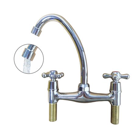 Grifería Doble Comando Rieti By Gadnic Acabado Cromado Cocina Lavadero