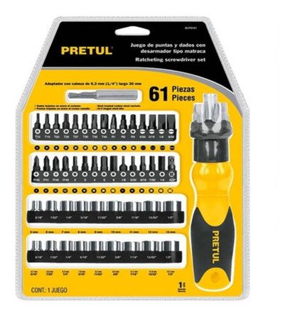 Set Kit Juego De Puntas Pretul - 61 Piezas Puntas y Dados