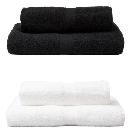 Set por 2 Juegos Toalla Y Toallon 400g Franco Valente Negro + Blanco