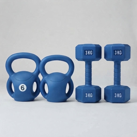 Pesa Rusa con Manijas Laterales 6 Kg + Par de Tobilleras 3 Kg 