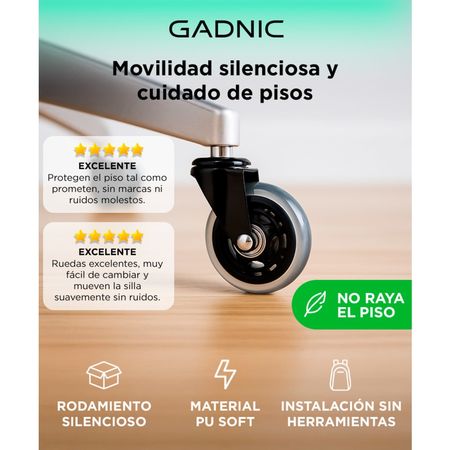Kit x5 de Ruedas Gadnic Para Silla De Oficina De Goma 