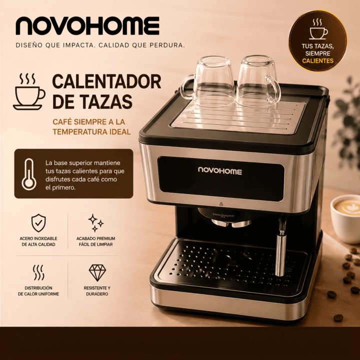 Cafetera Expresso Tactil 1.7L 20 Bar Novohome C/Vaporizador - Vista 2