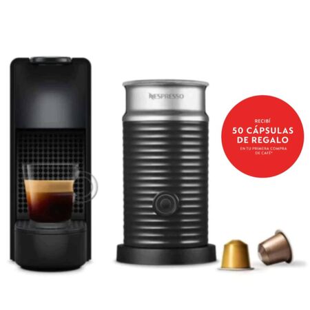 Cafetera Nespresso Essenza Mini + Aeroccino Negra A3NC30-AR-BK-NE