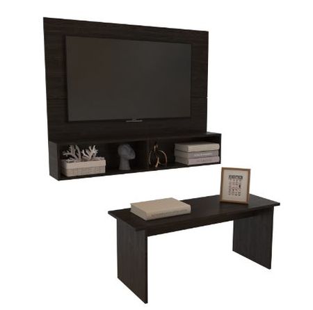 Combo Mesa Centro Y Smart Panel Tv 55p Dsm02rt Roble Termo Negro Delos