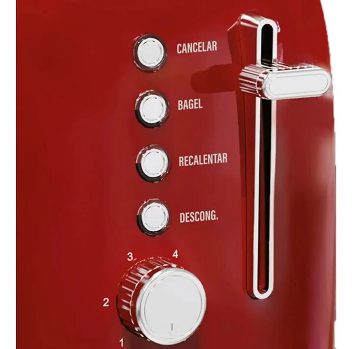 Tostadora Eléctrica Liliana Retrotoast Roja AT928R 900W - Vista 2