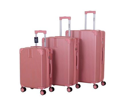 Set De 3 Valijas  En Fibra Rígida Abs+ Polipropileno Rosa Gold