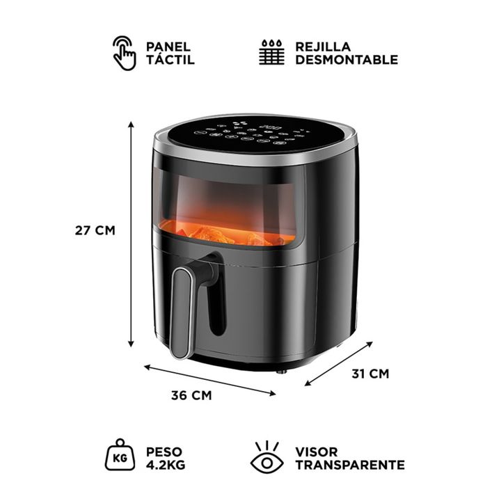 Freidora De Aire Gadnic Digital Táctil 5 Litros Visor 5L - Vista 6