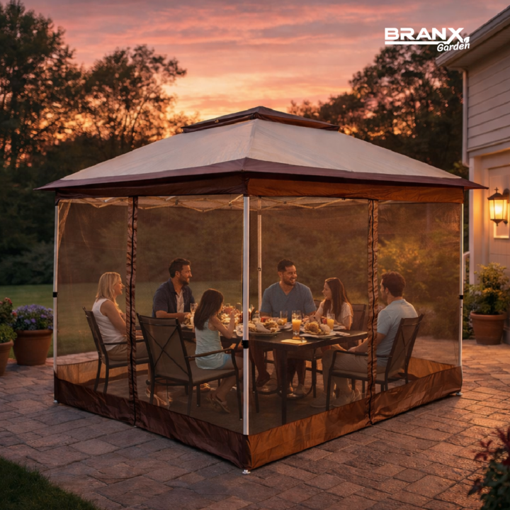 Gazebo Mosquitero Branx Gard Sombrilla Exterior Ventilación Biege Con Mosquitero - Vista 5