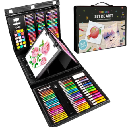 Set  208 piezas valija arte infantil dibujo pintura