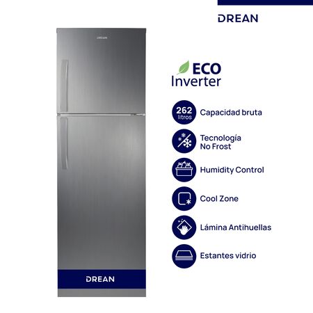 Heladera No Frost Inverter 262 L Inox Drean RZN262FXARX0