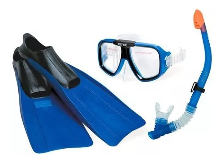 Mascara Buceo Intex 55957 Reef Rider Snorkel Patas De Rana Azul - Vista 1