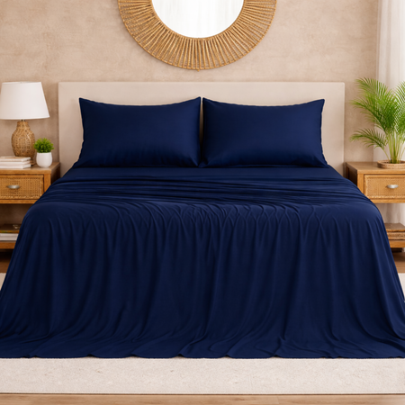 Sabanas Lisas 4 piezas cotton touch 2 1/2 pz Blue Navy