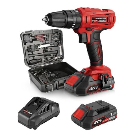 Kit Taladro Atornillador Percutor Inalambrico 20V + Bateria + Cargador + Set 44 Piezas - Modelo HI-TI2025K1
