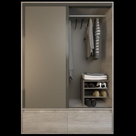 Placard Corredizo 1,50 2 Cajones 2 Zapateros Nevado Gris C. Tables