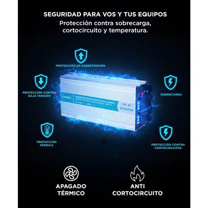 Inversor Onda Pura Corriente Gadnic IV-15 2000w - Vista 5