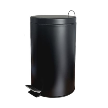 Tacho Basura 20 Lts Cesto Acero Inoxidable Cierre Lento Pedal Color negro