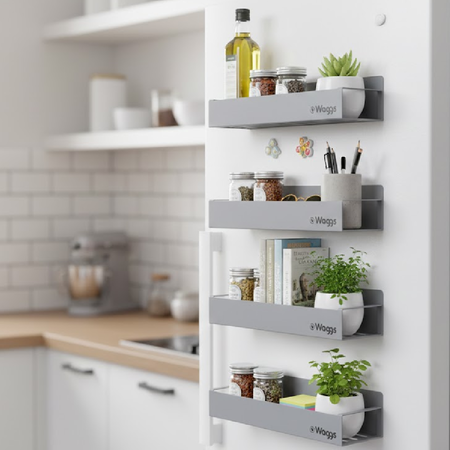 Combo Organizador Estante Magnetico Imantado Cocina Waggs x4 Gris