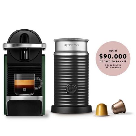 Cafetera Nespresso Pixie Verde Curva + Aeroccino A3KC62-AR-GR-NE-LOCAL
