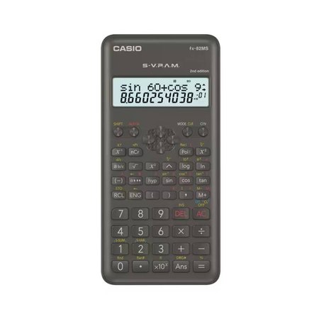 CALCULADORA CIENTIFICA CASIO FX-82MS - NEGRO 2° EDICION 240 FUNCIONES 102 DIGITOS PILA AA