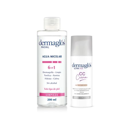 Set Dermaglos Facial Micelar + Cc Cream Tono Medio 50gr