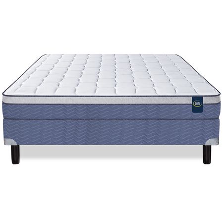 Colchon y Sommier Serta Florida Pocket 2 Plazas y Media 140x190 De Resortes Pillow Espuma Suave