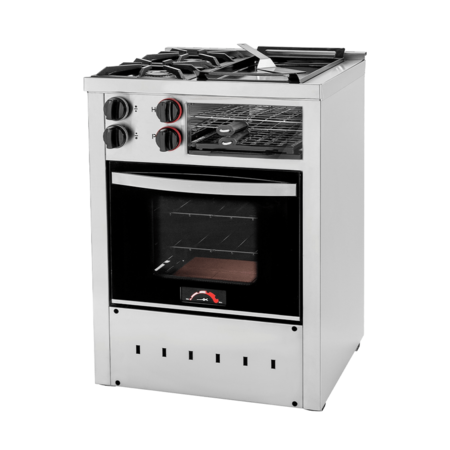 COCINA INDUSTRIAL SOL REAL 600PVNP GAS ENVASADO PRO VIDRIO NEGRO 600 2 HORN+PLANCHA MULTIFUNCION - 4607837 