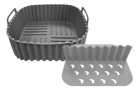 Molde Silicona Para Airfryer  22x6 Cm C/separador Hudson Gris