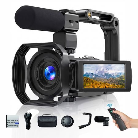 Cámara Filmadora 4K Gadnic Con Micrófono Y Estabilizador Pantalla Abatible IPS 3"