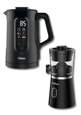 Exprimidor Liliana JuiceMatic y Pava electrica Liliana digital negra 1.5L
