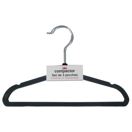 Set X 60 Perchas Slim Terciopelo Infantiles Ultralivianas Negros