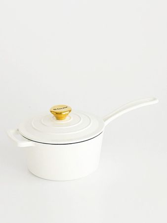 Cacerola de hierro enlozado con mango y tapa blanco Feuer