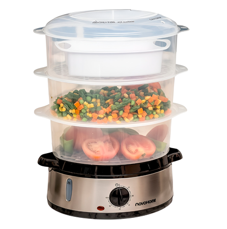 Vaporera Novohome Vp300 3 Recipientes 9 L 800 W Temporizador