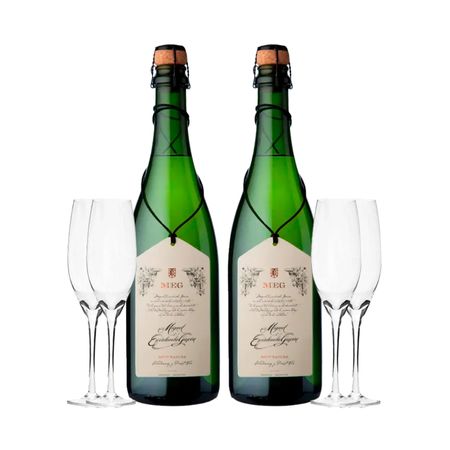 Set Espumante MEG Brut Nature x 2 y 4 Copas