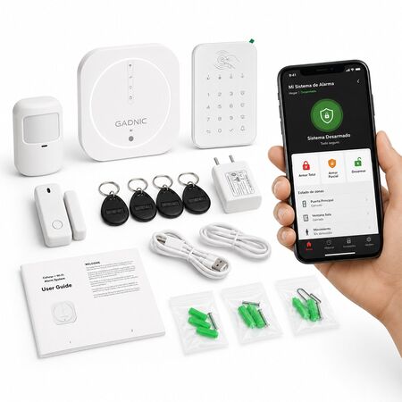 Kit Alarma Domiciliaria Gadnic Seguridad Inalámbrica Sensor Expandible Control Por App y Voz