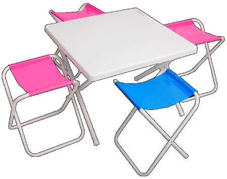 Set De Camping Mesa Plegable Y 4 Banquetas Descansar ( 90500)