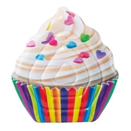 Colchoneta Inflable Cupcake P/pileta 142x135cm Vinilo Intex Blanco
