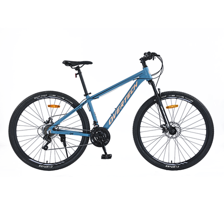 Bicicleta Mtb Overtech Q6 R29 Aluminio, 21v Shimano, Freno Disco, Suspensión, Azul/Naranja, Talle S