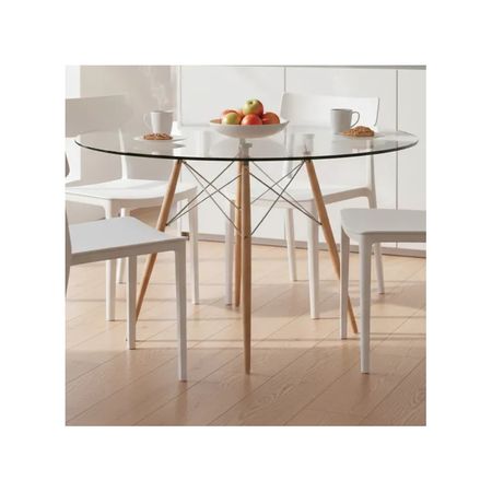 Juego De Comedor Mesa De Vidrio 120cm+4 Sillas Roma Blanco