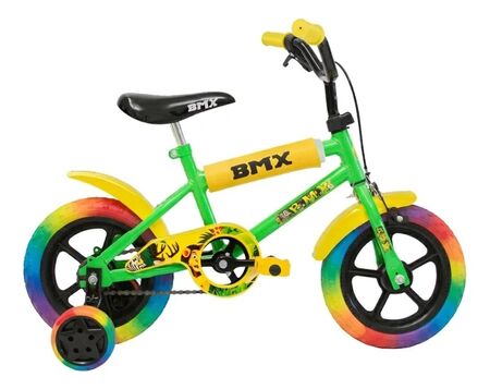 Bicicleta Infantil Rodado 12'' Peretti Cross Niño Rueditas Amarillo